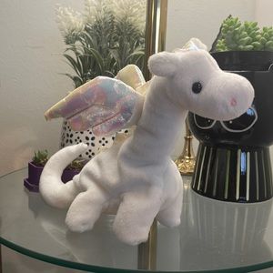 TY Beanie Baby Magic the Dragon White Pink Mint Condition Beanie Babies Mythical